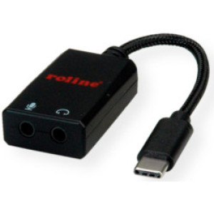 Adapter USB-C - 2×3.5mm audio, M/F, 0.13m, Roline  -Akcija !!